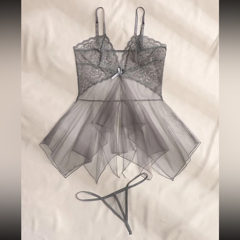 OS Grey baby doll with matching panties